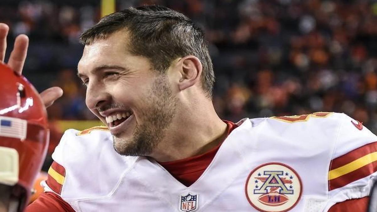 Kansas City Chiefs long snapper James Winchester (right) celebrated with kicker Cairo Santos after the Chiefs beat the Broncos 30-27 in overtime in November.