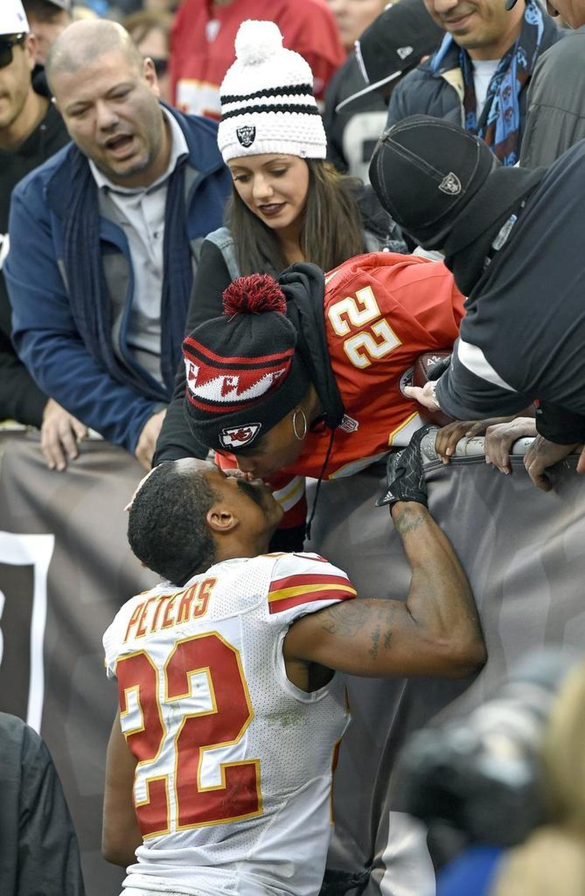 Family is most important to Peters, who gave his mom Doreen the ball and a kiss after grabbing an interception during last season’s Chiefs-Raiders game in his hometown of Oakland.