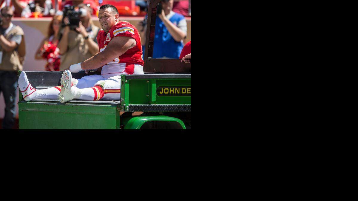 
The Chiefs lost defensive lineman Mike DeVito (70) when he ruptured his Achilles tendon Sunday against the Tennessee Titans, one quarter after teammate Derrick Johnson suffered the same injury.
