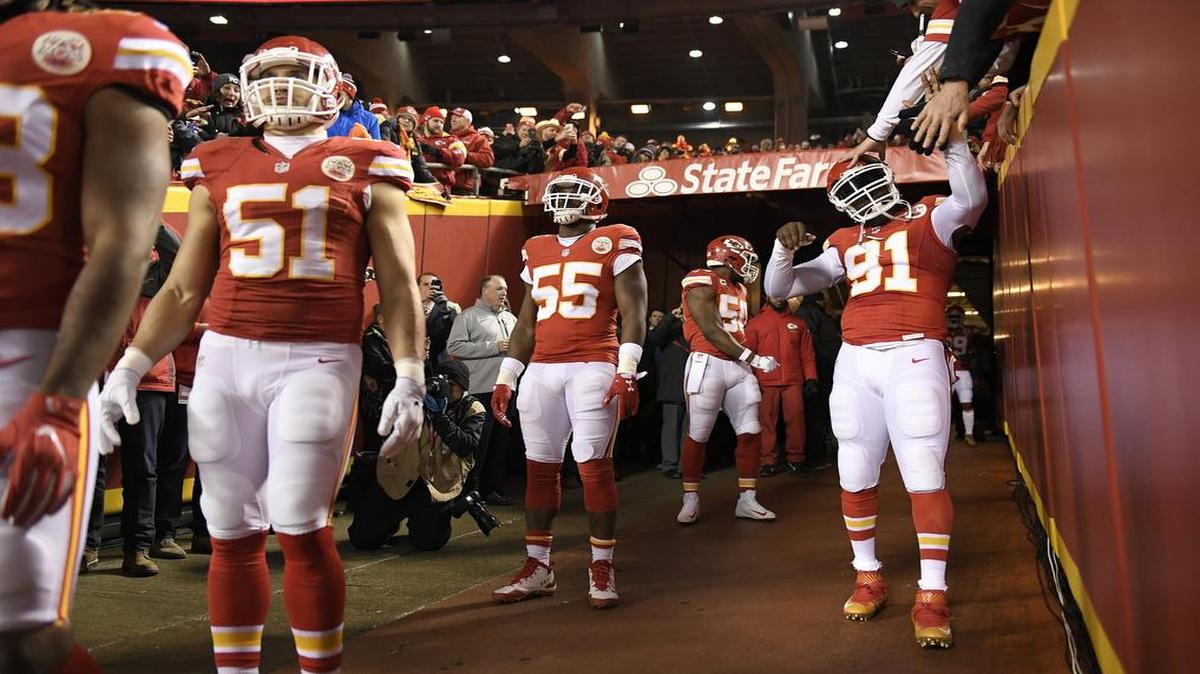 Chiefs players waited to take the field before their AFC Divisional Playoff game against the Pittsburgh Steelers at Arrowhead Stadium in Kansas City, Mo.
