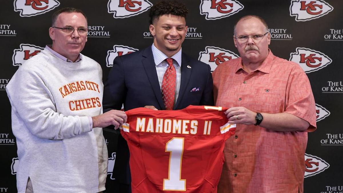 In one of his final major moves as Kansas City Chiefs general manager, John Dorsey (left) traded up to draft quarterback Patrick Mahomes at No. 10 overall. While Dorsey is out, coach Andy Reid (right) will remain with the team and work with Mahomes.