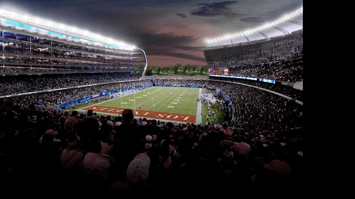 
This artist rendering provided by MANICA Architecture shows a proposed NFL stadium in Carson, Calif. 
