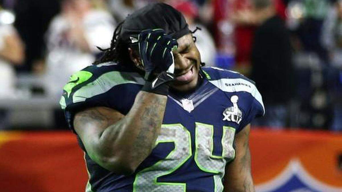
Seattle Seahawks running back Marshawn Lynch reacted to the interception that sealed the Seahawks’ 28-24 loss to the New England Patriots in Super Bowl XLIX.
 
