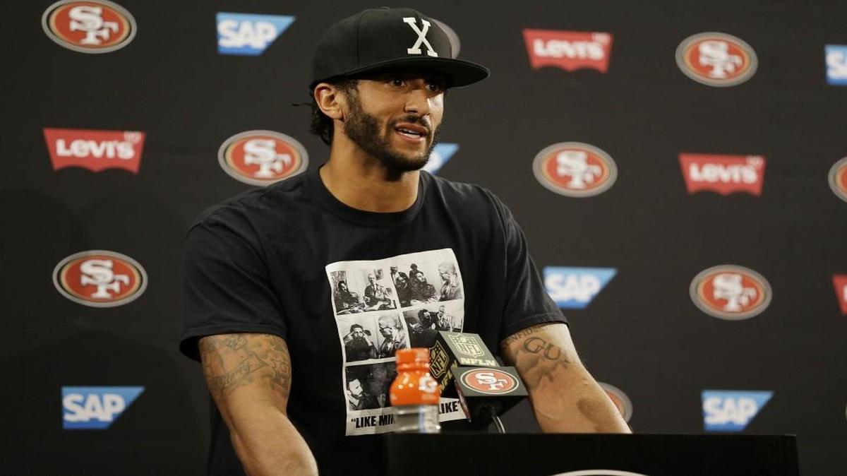 San Francisco 49ers quarterback Colin Kaepernick answered questions at a news conference after an NFL preseason football game against the Green Bay Packers on Friday.