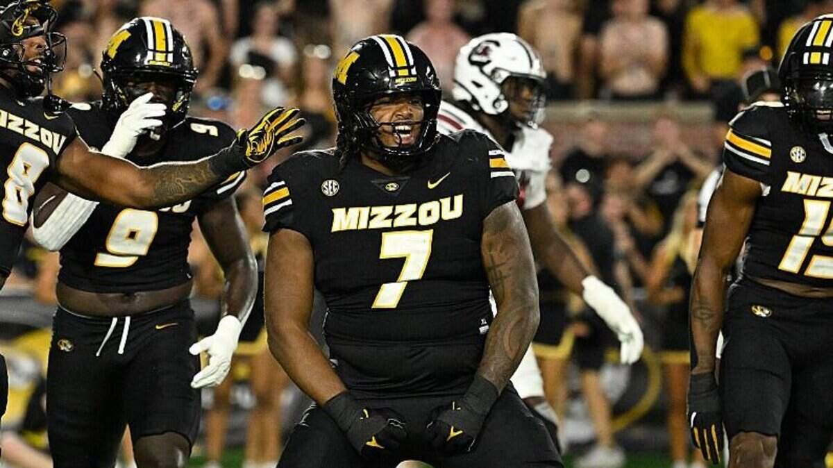 Chris McClellan and the Mizzou Tigers’ defense had plenty to celebrate during a September 20, 2025 college football game against the South Carolina Gamecocks at Faurot Field at Memorial Stadium in Columbia, Missouri.