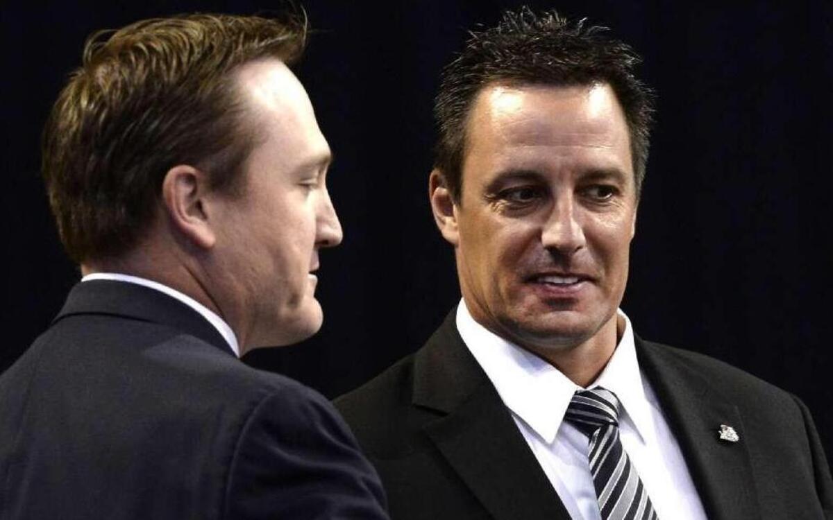 Missouri Mavericks coach Richard Matvichuk (right) saw his team fall to the Allen Americans 5-5 Tuesday night to be eliminated from the ECHL playoffs.