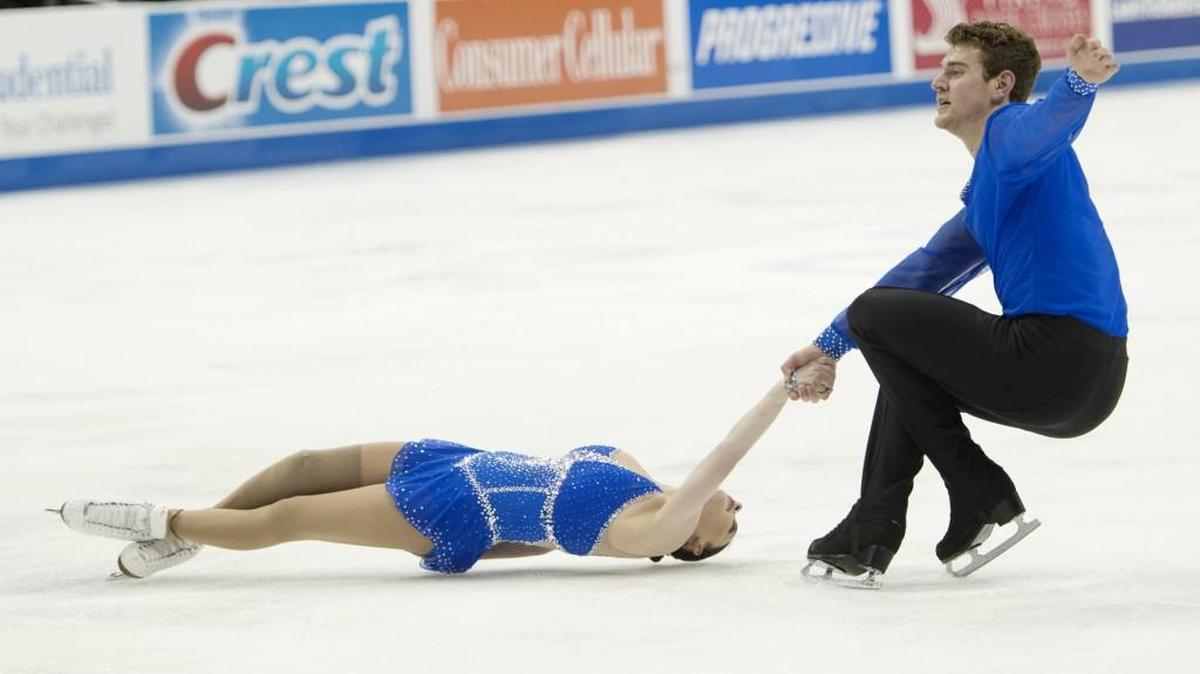 Haven Denney (left) and Brandon Frazier won the U.S. Figure Skating pairs competition on Saturday at the Sprint Center.