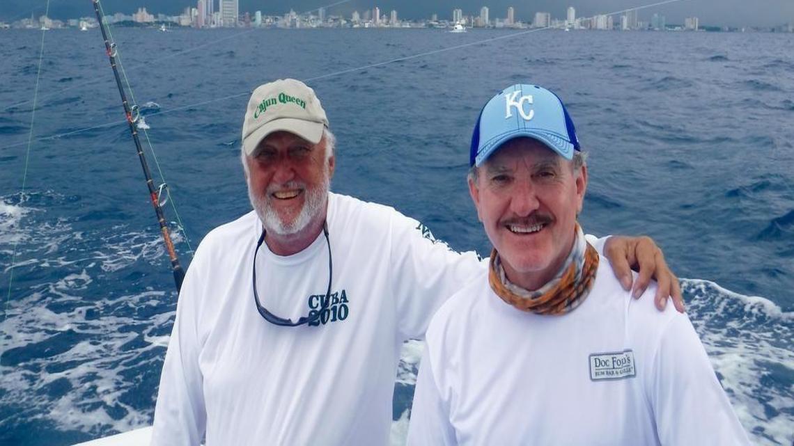 Stan Wilkins (right) of Overland Park and his longtime friend Bob Whitlock were on the water in Cuba, within sight of the skyline of Havana, trying to catch giant billfish.