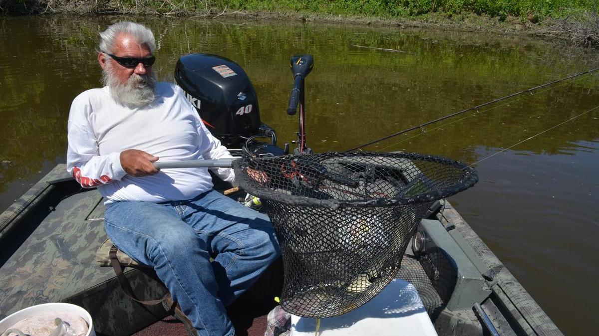 
Dick “the Griz” Grzywinski, a longtime guide in Minnesota, landed a big walleye on a stretch of the Mississippi River near the Twin Cities on a recent trip.
