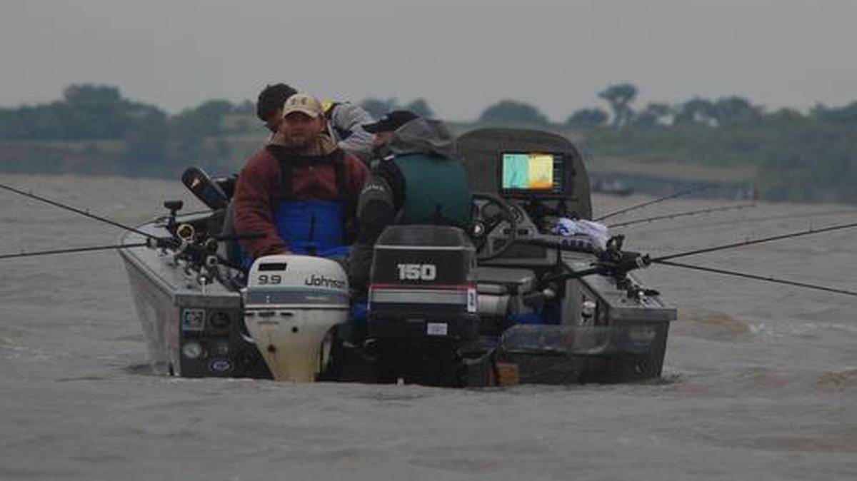 
Jim Miller kept an eye on the fishing rods Saturday as he and Ed Klepacki trolled on Milford Lake during the Cabela's National Team Walleye Championship.

