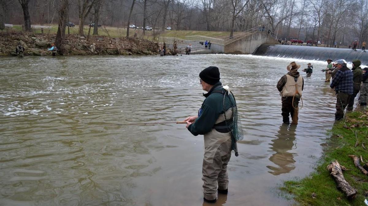 Gary Madole, who has fished at Bennett Spring since 1957, was part of the crowd Thursday when the Missouri trout season opened.