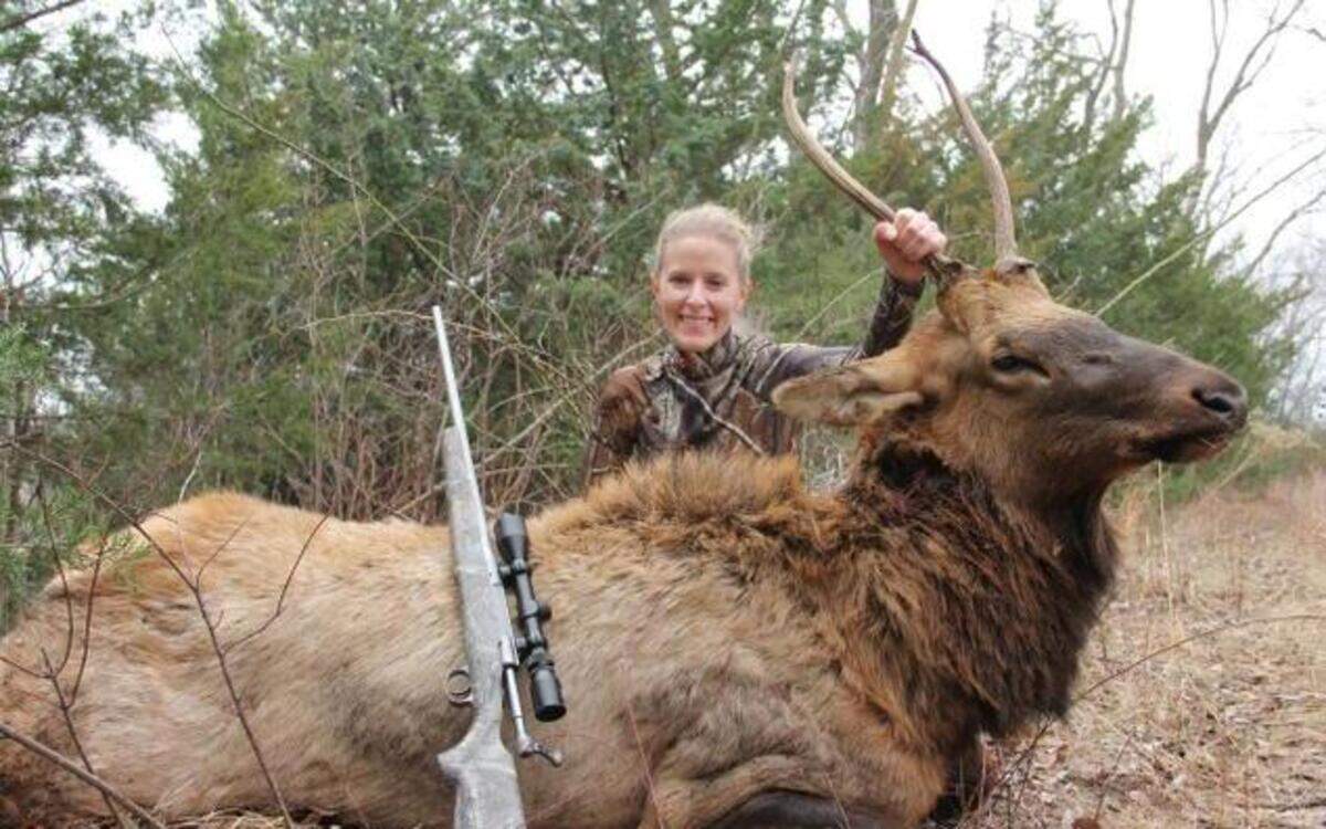 
Brenda Doudican Of Emporia, Kan., went deer hunting in Lyon County during the firearms season and ended up shooting an elk.
