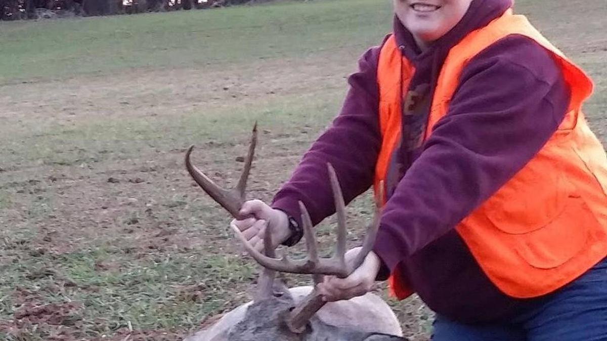 Jerika Russell with her antlered doe