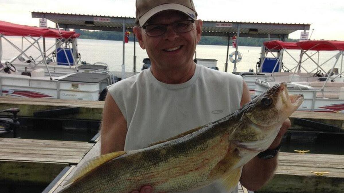 Eric Garrison of Kansas City caught a walleye that was 7.8 pounds and 29 inches using a white crankbait Monday on a point at Longview Lake.
