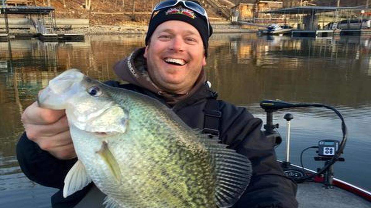 
Chad Deaver of Jefferson City displayed the 3.74-pound crappie he caught at Lake of the Ozarks while competing in a bass tournament.
