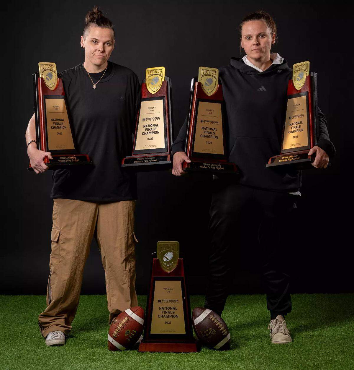 Hesston, Kansas natives Katie and Liz Sowers rose through the football ranks to lead Ottawa University’s women’s flag football program to five consecutive NAIA national titles. They have already begun building the University of Nebraska’s program for competition in 2028.
