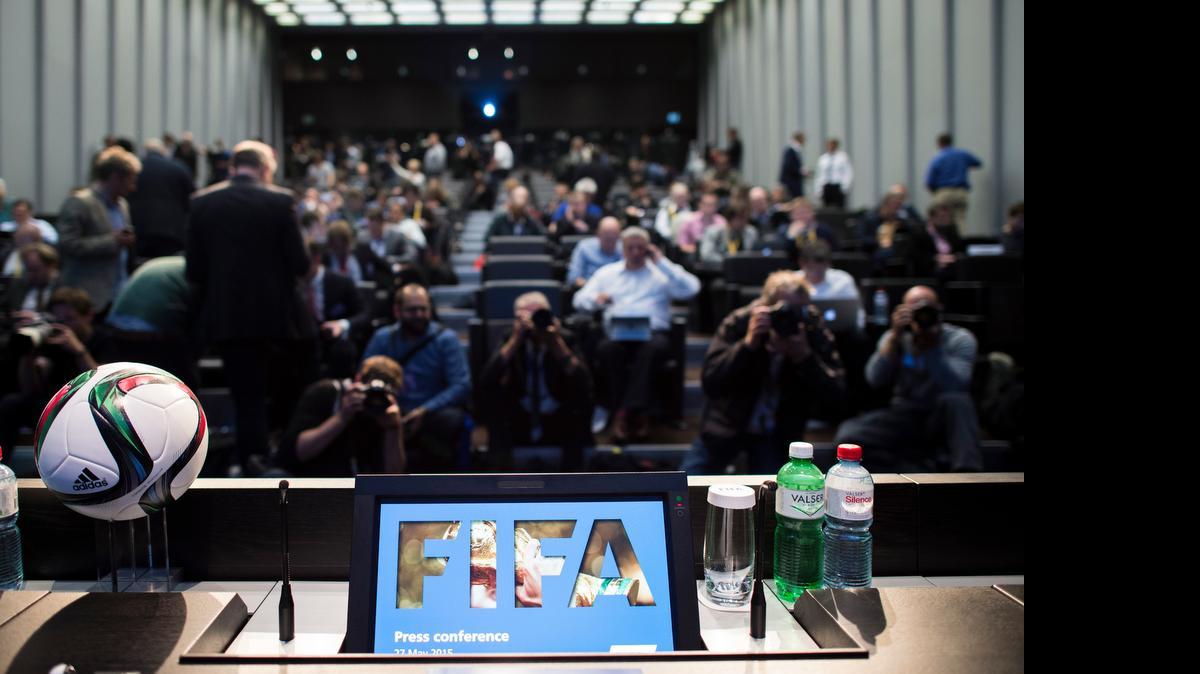 
Journalists gather for a press conference at the FIFA headquarters in Zurich, Switzerland, Wednesday 
