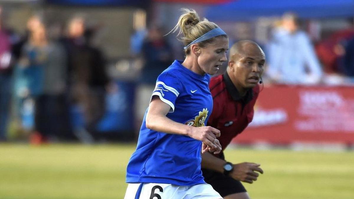 FC Kansas City midfielder Jen Buczkowski in April at Swope Soccer Village.