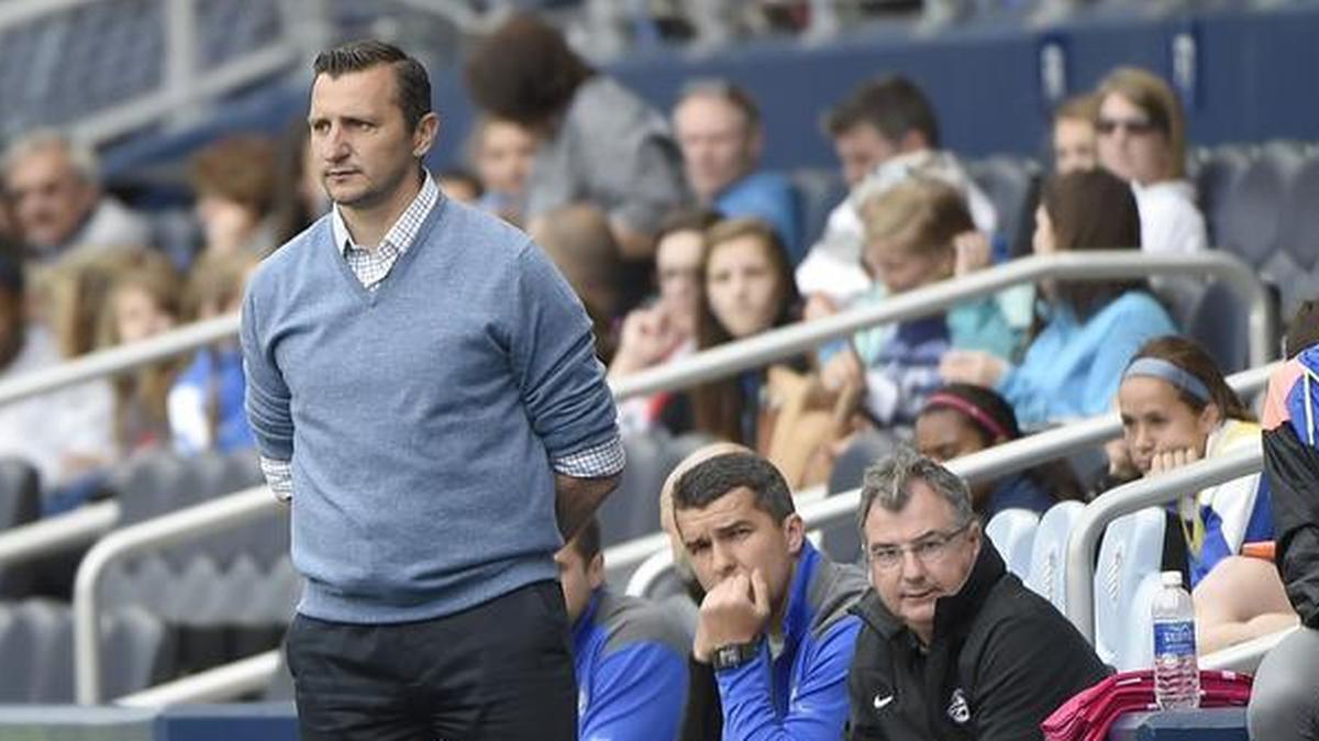 FC Kansas City coach Vlatko Andonovski during a match at Children’s Mercy Park.