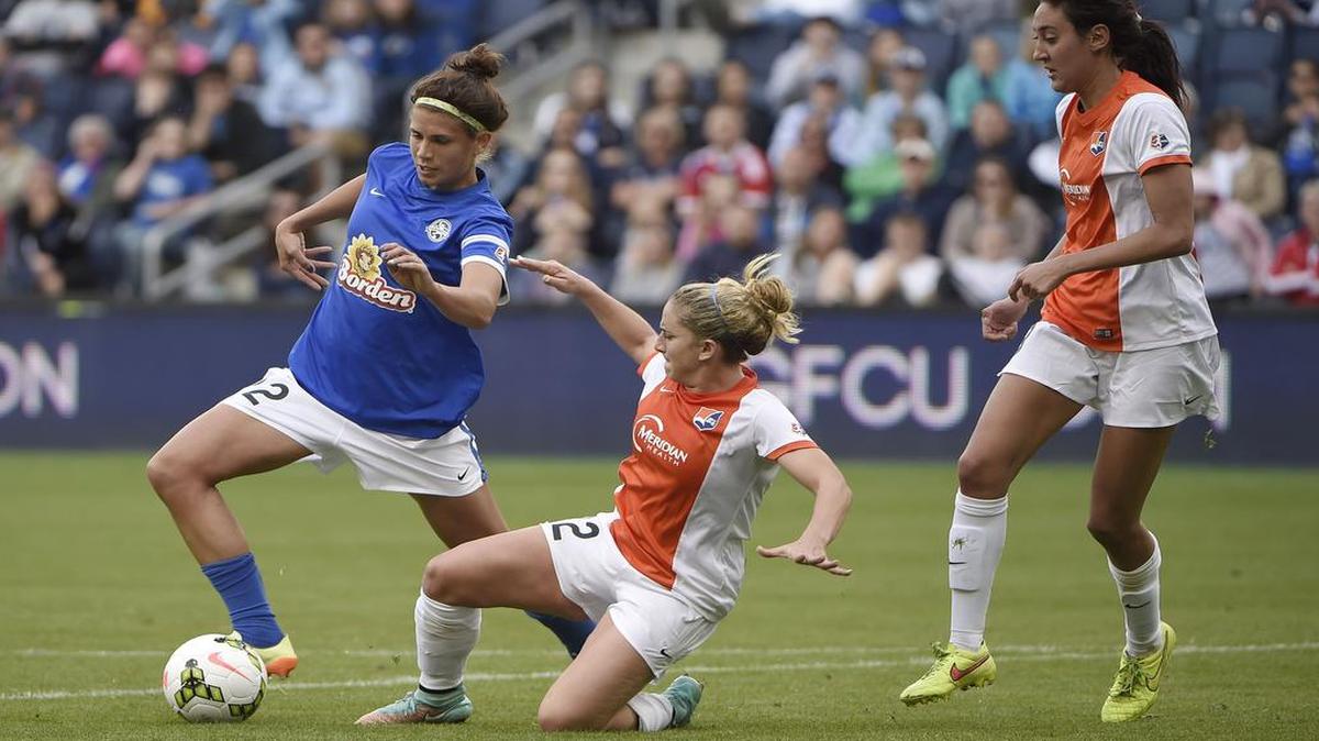 FC Kansas City forward Sarah Hagen (left) played both championship seasons for FC Kansas City and recorded eight goals and three assists.