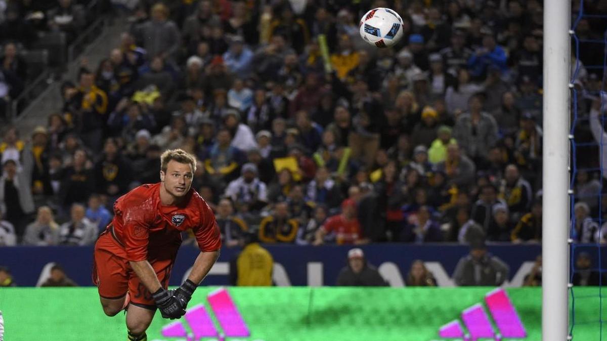 Goalkeeper Andrew Dykstra during a game last season.