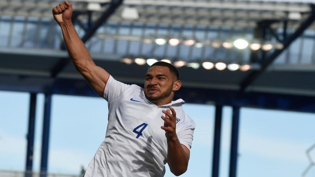 
The United States’ Cameron Carter-Vickers (4) celebrated with his teammates after scoring on a header in the first half of Saturday’s CONCACAF Olympics Qaulifier against Cuba at Sporting Park.
