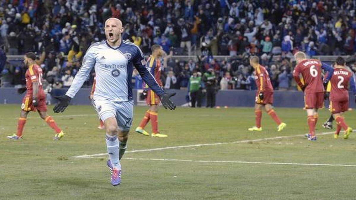 
Sporting KC defender Aurelien Collin celebrated his goal in the 2013 MLS Cup.


