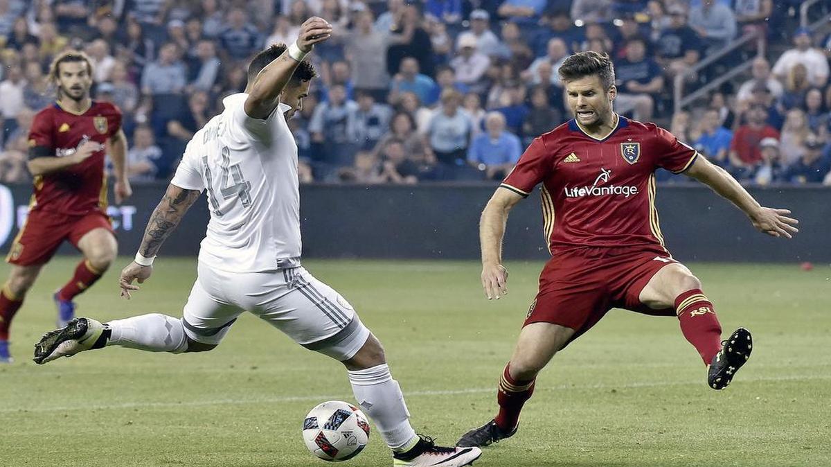 Sporting Kansas City forward Dom Dwyer scored in the second half of a May 2016 game vs. Real Salt Lake.