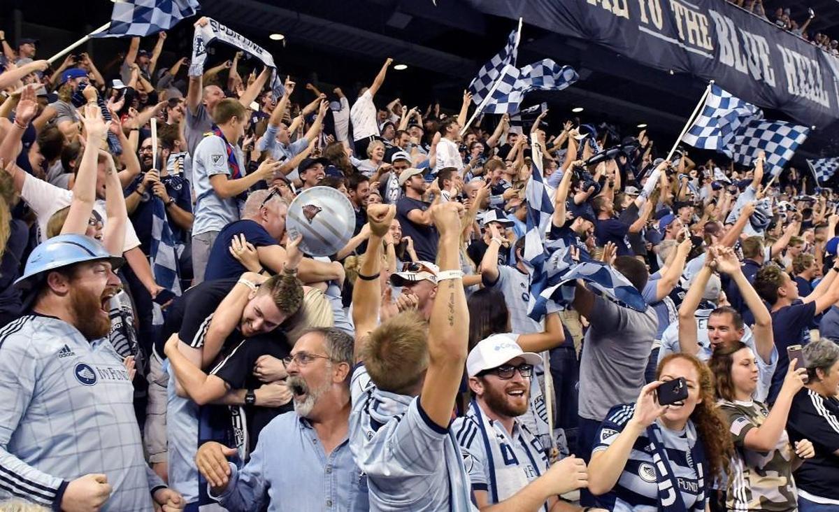 Sporting Kansas City fans celebrate their team’s 2017 U.S. Open Cup victory over the San Jose Earthquakes at Children’s Mercy Park.
