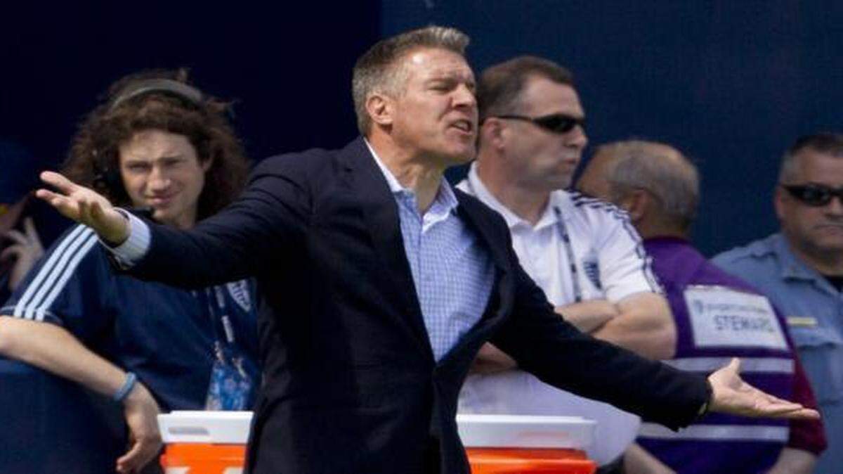
Sporting KC head coach Peter Vermes in a game last year.
