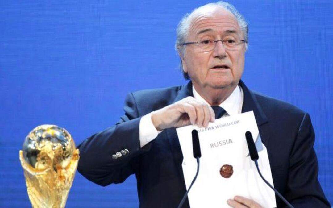 
In this 2010 photo, FIFA President Sepp Blatter announced Russia to host the 2018 World Cup during the announcement of the host country for the 2018 soccer World Cup in Zurich, Switzerland. FIFA has cleared Russia and Qatar of any wrongdoing in their winning bids for the next two World Cups. 
