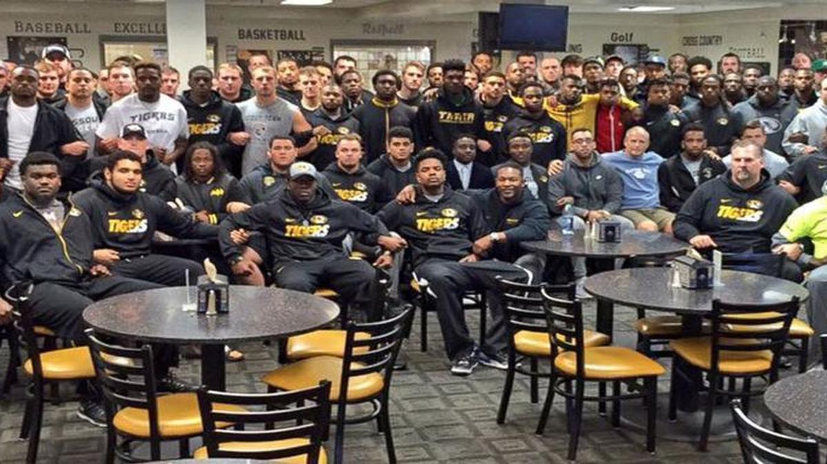 A photo of members of the University of Missouri football team on coach Gary Pinkel’s Twitter account was posted to show the team’s support for black players on the team who have refused to play until University of Missouri system president Tim Wolfe has been removed from his post. The students were concerned that Wolfe has not done enough to address racially motivated incidents that have occurred on the Columbia campus.