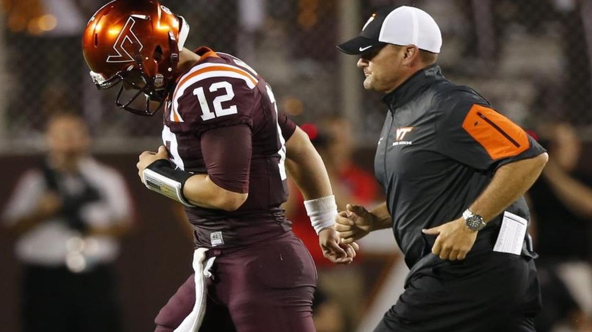 
Virginia Tech quarterback Michael Brewer left during the second half of Monday’s game against Ohio State.

