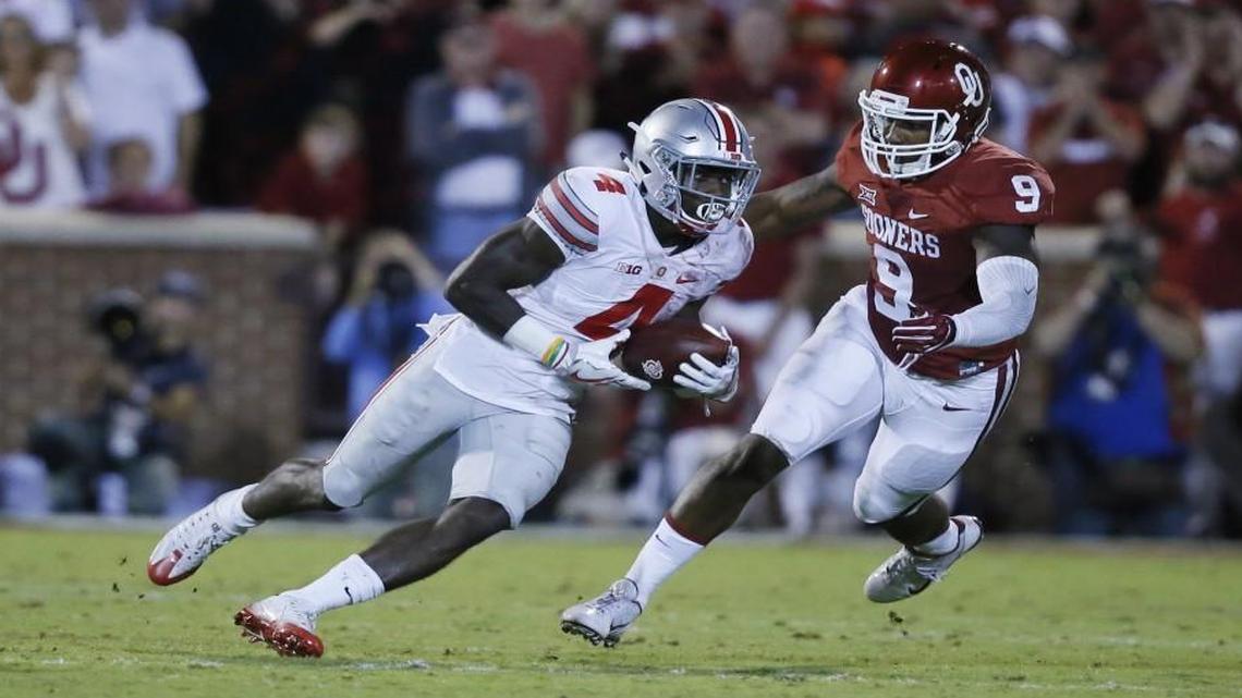 Ohio State and running back Curtis Samuel ran over Oklahoma and linebacker Tay Evans during last Saturday’s game.