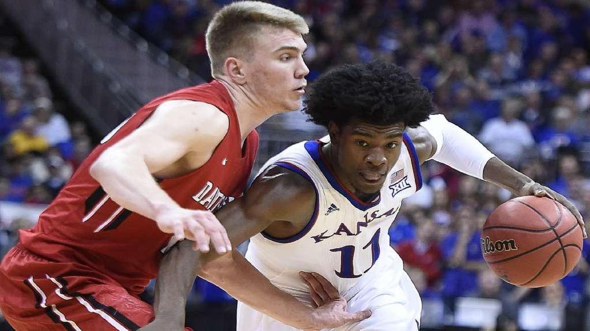 Josh Jackson (right) and Kansas played Davidson on Dec. 17 at the Sprint Center, which will be the site of this year’s Midwest Regional.