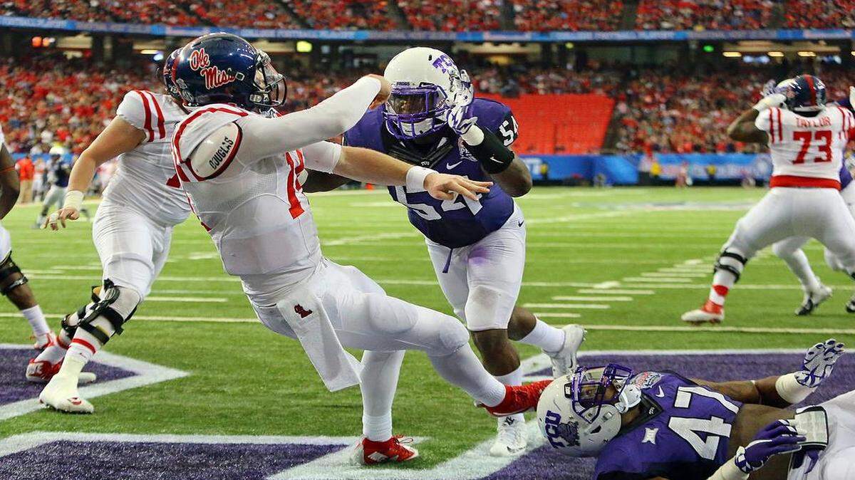 
TCU beautifully handled the disappointment of dropping from the top four by walloping Mississippi in the Peach Bowl.
