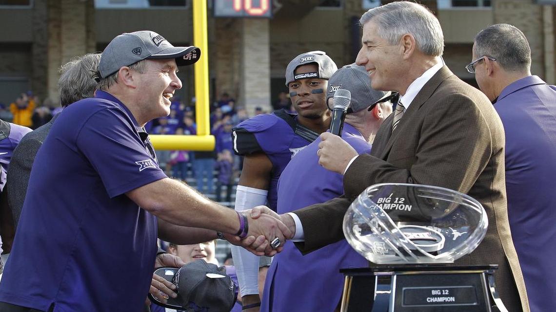Dividing the Big 12’s teams into divisions for a football championship game would be easier if commissioner Bob Bowlsby finds two or more schools to add to the conference.