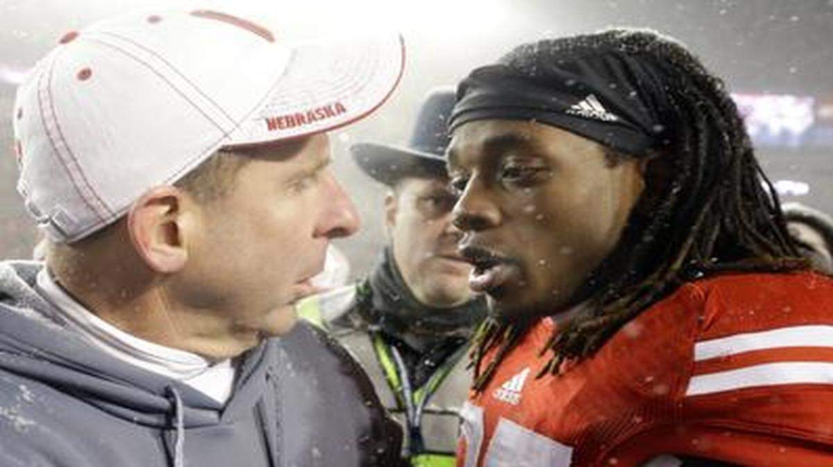 
Nebraska head coach Bo Pelini congratulated Wisconsin running back Melvin Gordon after the Badgers beat the Cornhuskers 59-24 on Saturday in Madison, Wis. Gordon rushed for a major college-record 408 yards and four touchdowns in the game. The incredible performance might land Gordon the Heisman Trophy, writes columnist Blair Kerkhoff.
