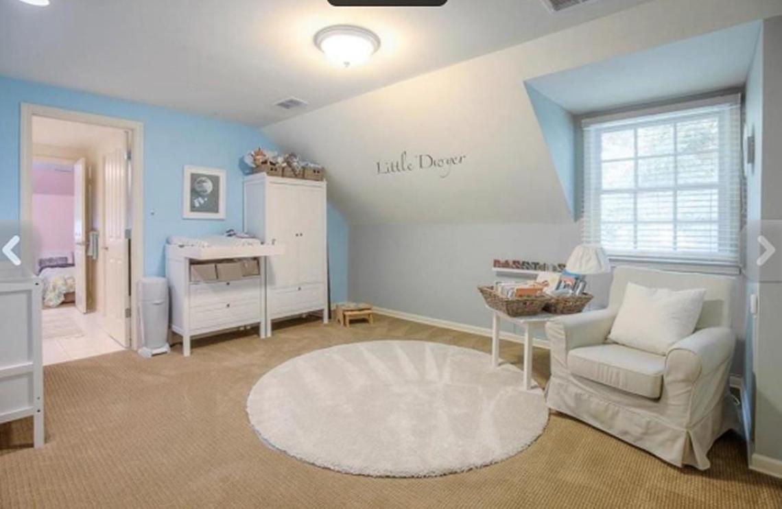 The baby’s room, which includes the words “Little Dwyer” on one wall.