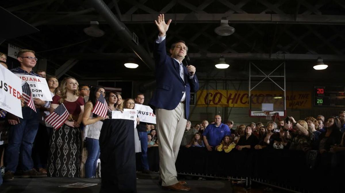 Republican presidential candidate Sen. Ted Cruz, R-Texas, spoke during a rally at the Hoosier Gym in Knightstown, Ind., on Tuesday.