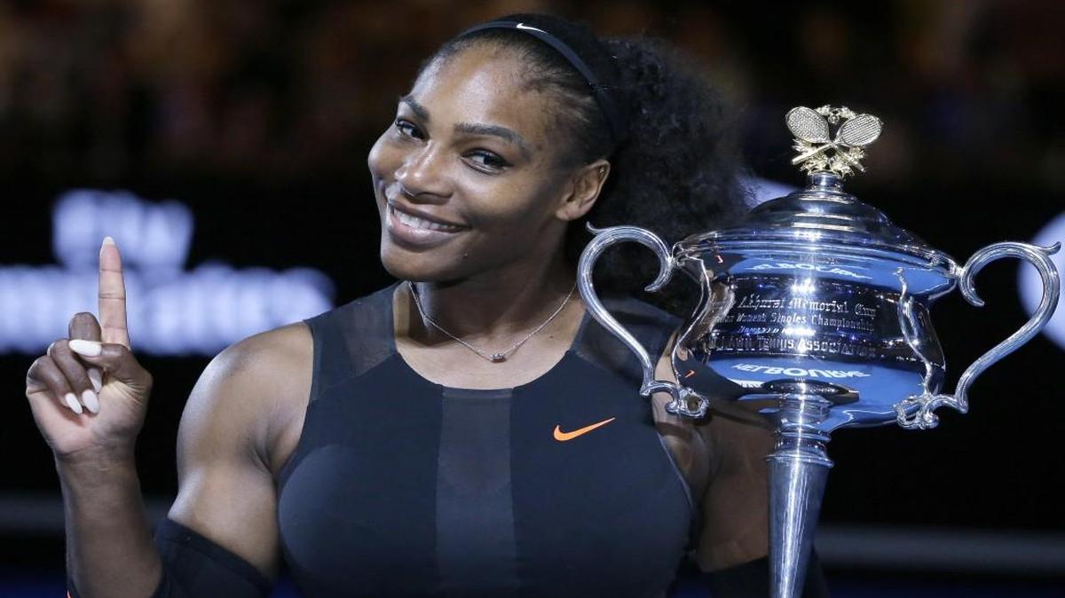 Serena Williams held the Australian Open championship trophy after she won the tournament in January. She did so while pregnant.