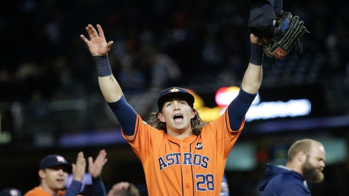 
Astros left fielder Colby Rasmus celebrated after the Astros defeated the Yankees 3-0 in Tuesday’s American League Wild-Card Game in New York.
