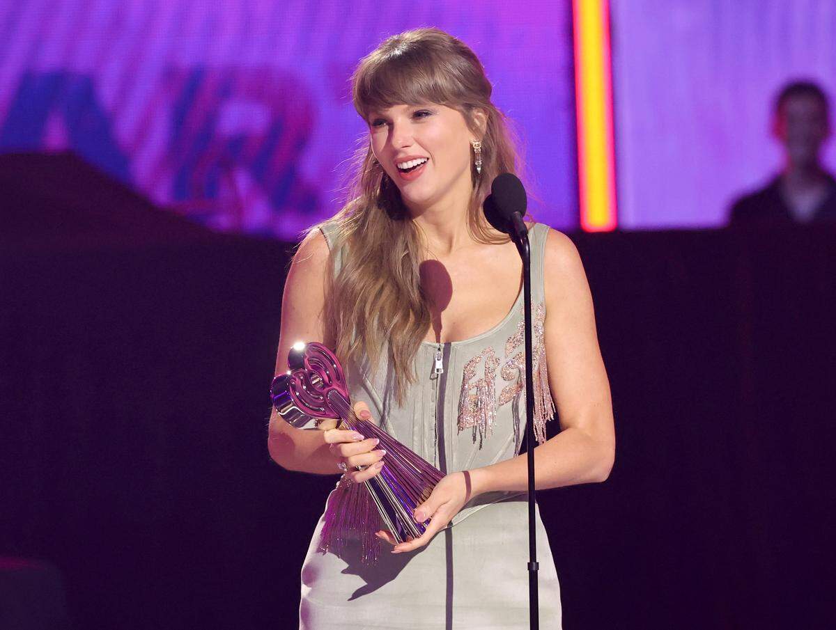 Taylor Swift accepts the Pop Album of the Year award onstage at the 2026 iHeart Radio Music Awards at Dolby Theatre on March 26, 2026 in Los Angeles, California.