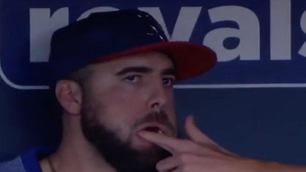 Nathan Karns was trying to make room for another piece of gum.