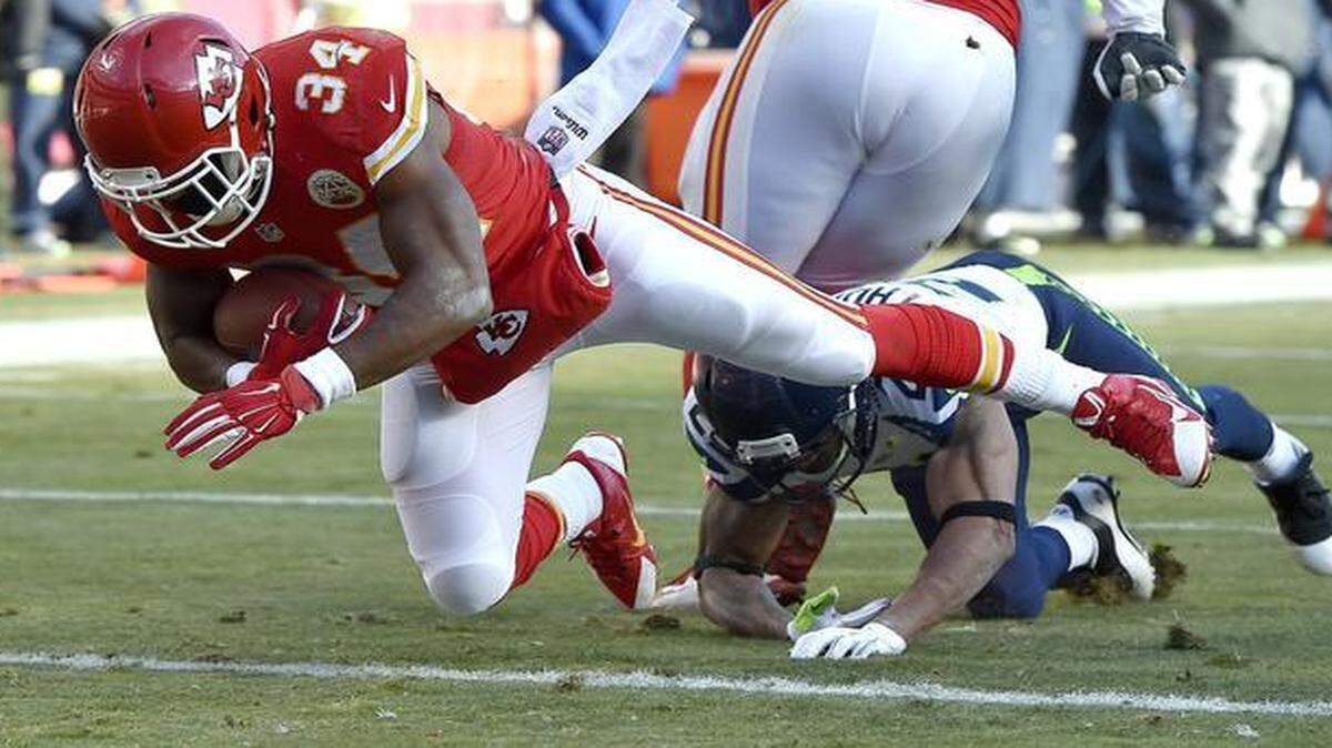 
Kansas City Chiefs running back Knile Davis scored a touchdown against Seattle last season.
