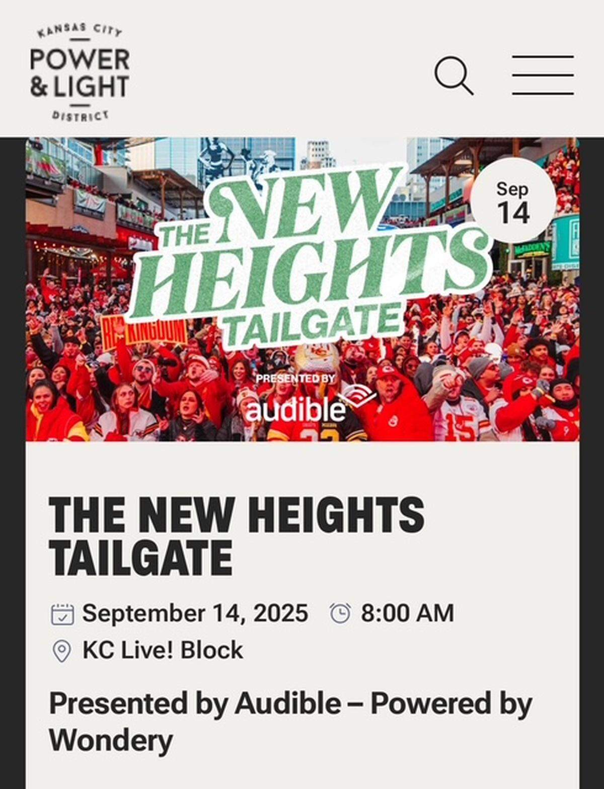 A New Heights tailgate is planned for next month.