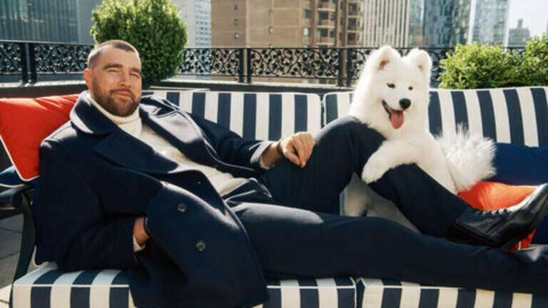 Travis Kelce on Taylor Swift’s sense of style, having his dog in fashion campaign
