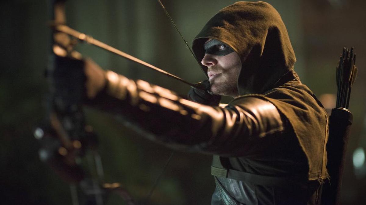 
Stephen Amell as Arrow. 
