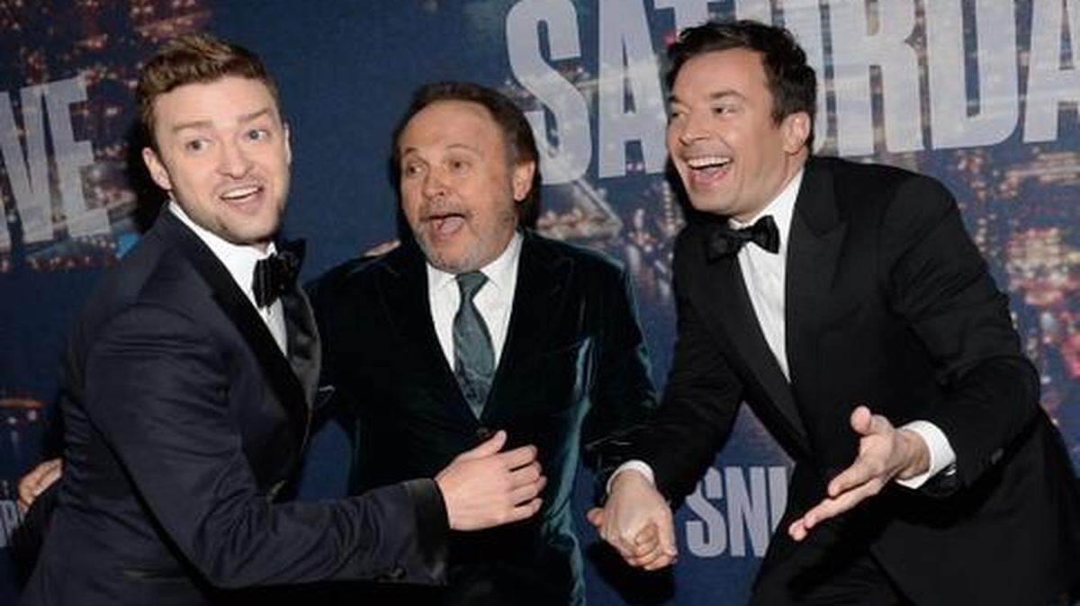
Justin Timberlake, from left, Billy Crystal and Jimmy Fallon arrived at the “Saturday Night Live” 40th Anniversary Special at Rockefeller Plaza on Sunday in New York. 

