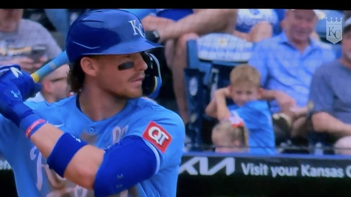 Cameras caught a kid in the stands emulating Royals’ Bobby Witt Jr. as he batted